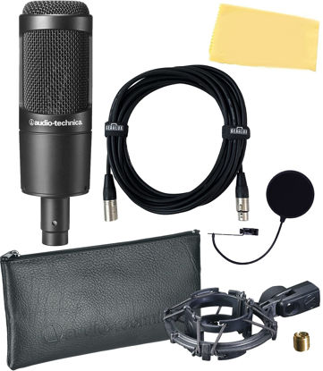 Picture of Audio-Technica AT2035 Cardioid Condenser Microphone Bundle with Pop Filter, XLR Cable, and Austin Bazaar Polishing Cloth