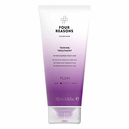 Picture of Four Reasons Color Mask - Plum - (19 Colors) Toning Treatment, Color Depositing Conditioner, Tone & Enhance Color-Treated Hair - Semi Permanent Hair Dye, Vegan and Cruelty-Free, 6.76 fl oz