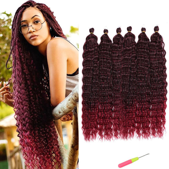 GetUSCart- Burgundy Ocean Wave Crochet Hair Extensions Soft