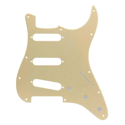 Picture of IKN 11 Hole Strat Pickguard for 3 Single Coil Pickups, come with Pickguard Screws, 1Ply Cream