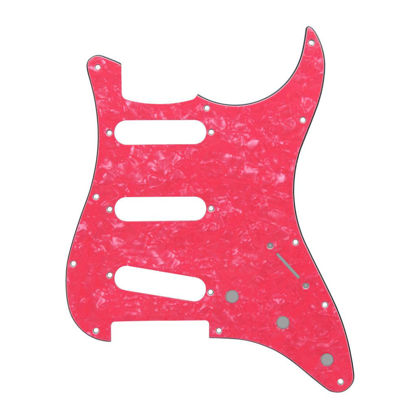 Picture of IKN 11 Hole Strat Pickguard for 3 Single Coil Pickups, come with Pickguard Screws, 4Ply Light Pink Pearl