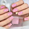 Picture of ELEVENAIL Press On Nails Glossy Short Squoval Stick On Fake Nails Salon DIY Acrylic Manicure Reusable Magic Pink Chrome False Acrylic Nail Art Tips for Women Girls