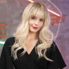 Picture of HAIRCUBE Platinum Blonde Wigs for Women Long wave Wigs with Bangs Heat Resistant Fiber Synthetic Wigs