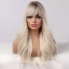 Picture of HAIRCUBE Platinum Blonde Wigs for Women Long wave Wigs with Bangs Heat Resistant Fiber Synthetic Wigs
