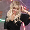 Picture of HAIRCUBE Platinum Blonde Wigs for Women Long wave Wigs with Bangs Heat Resistant Fiber Synthetic Wigs