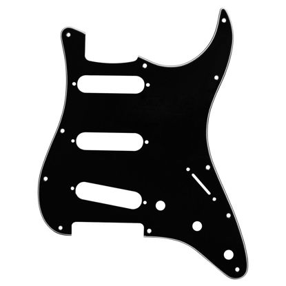 Picture of IKN 11 Hole Strat Pickguard for 3 Single Coil Pickups, come with Pickguard Screws, 3Ply Black