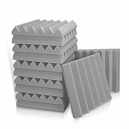 Picture of Acoustic Foam Panels 2" X 12" X 12" Acoustic Foam Panels, Studio Wedge Tiles, Sound Panels wedges Soundproof Sound Insulation (12 Pack, Grey)