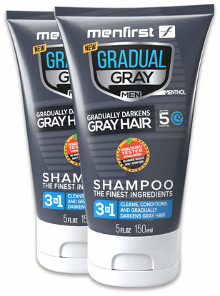 Picture of MENFIRST Gradual Gray 3-in-1 Hair Darkening Shampoo and Conditioner for Men, Gradually Reduce Grey and White Hair Color for Natural Looking Results, Pack of 2