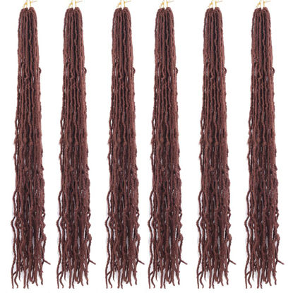 Picture of 36 Inch New Faux Locs Crochet Braids Hair 6 Packs Super Long Goddess Locs Crochet Hair Curly Wavy Soft Locs Braiding Hair for Women Pre-looped Synthetic Afro Roots Braid Collection Extended (30#, 36 INCH (6 PACKS))