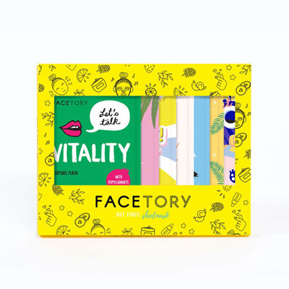 Picture of FACETORY 7 Sheet Mask Gift Set - Soft, Form-Fitting Mask, For All Skin Types - Contains Aloe Extract, Niacinamide, Hyaluronic Acid - Hydrate, Add Radiance, Soothe Face Mask for Glowing Skin