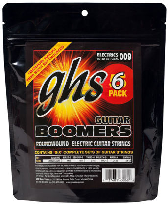 Picture of GHS Boomers GBXL Extra Light Electric Guitar Strings (9-42) 5-Pack (Standard)