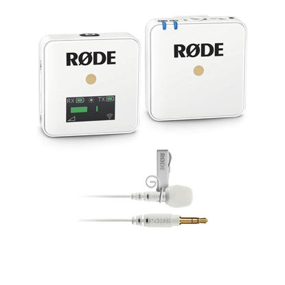 Picture of Rode Wireless GO Compact Wireless Microphone System with Transmitter and Receiver, White With Rode Lavalier GO Professional-Grade Wearable Microphone, White