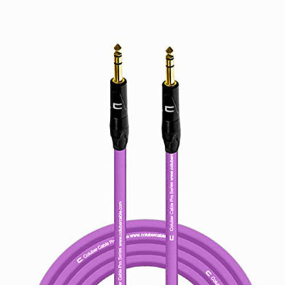 Picture of 1/4" TRS Male to 1/4" TRS Male - 15 Feet - Purple - Pro 3-Pin Microphone Connector for Powered Speakers, Audio Interface or Mixer for Live Performance & Recording