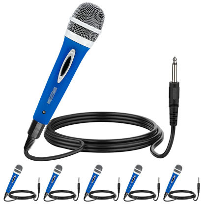 Picture of 5 Core Premium Vocal Dynamic Cardioid Handheld Microphone 6 Pack Unidirectional Mic with 12ft Detachable XLR Cable to ¼ inch Audio Jack and On/Off Switch for Karaoke Singing (Blue) PM 286 BLU 6Pcs