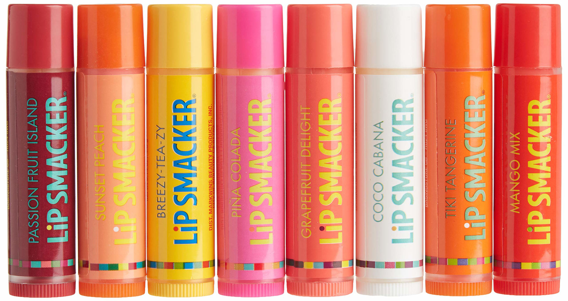 GetUSCart Lip Smacker Flavored Lip Balm Tropic Fever Pack of 8, Passion Fruit, Peach, Breezey