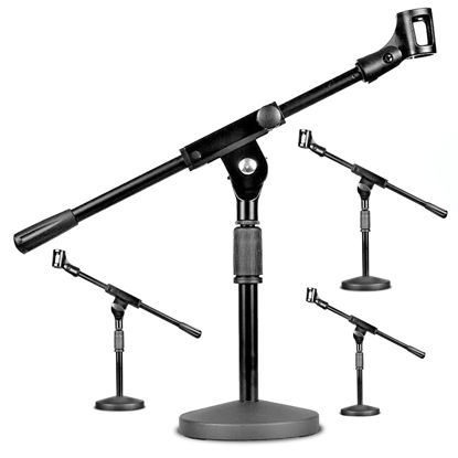 Picture of 5 Core Adjustable Desk Microphone Stand 4 Pieces, Extra Weighted Base with Soft Grip Twist Clutch, Boom Arm with Non-Slip Mic Clip, for all Mic, Kick Drums, Guitar Amps MSSB 4PCS
