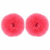 Picture of 2pcs Pack Furry Faux Rabbit Fur Hair Scrunchies Artificial Fur Hair Bobbles Elastic Hair Band Rope Wristband Ponytail Accessories (Watermelon Red)
