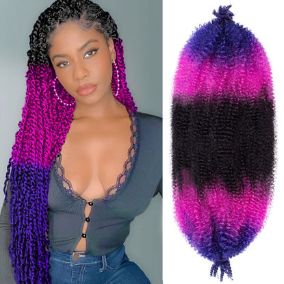 Picture of 20 Inch 3 Tone blue/purple ombre Springy Afro Twist Hair 8 Pack Pre-Separated Spring Twist Hair For Distressed Soft Locs Marley Twist Braiding Hair Synthetic For Black Women (10 Strands/Pack, 49#)