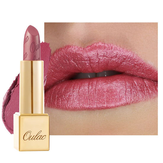 Picture of Oulac Metallic Pink Lipstick for Women, High Impact Lipcolor with Moisturizing Creamy Formula, Long Lasting, Vegan & Cruelty-Free, Full-Coverage Lip Color 4.3 g/0.15 oz (Cosmopolis(01))