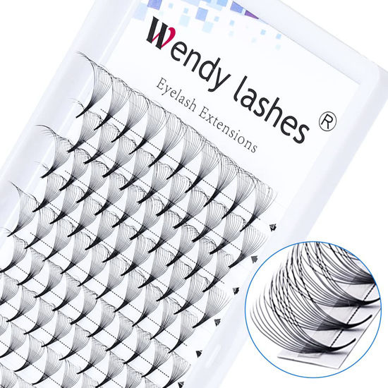 Picture of Volume Lash Extensions 10D 12D Premade Fans Eyelash Extensions 0.07mm Thickness 14-20mm Mixed C/D Curl Short Stem Premade Volume Eyelash Extensions Pointed Base Fans by WENDY LASHES(12D-0.07-C, 14-20mm Mixed Tray)