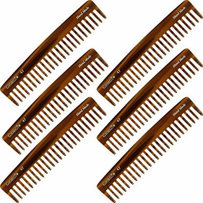 Picture of Giorgio G47 Large 6 Inch Hair Detangling Comb, Wide Teeth for Thick Curly Wavy Hair. Long Hair Detangler Comb For Wet and Dry. Handmade of Quality Cellulose, Saw-Cut, Hand Polished, Tortoise Shell