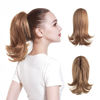 Picture of CJL HAIR Short Claw Clip Fake Ponytail Hairpiece Extension Curly Wavy Pony Tails Balayage Blonde Hair Synthetic Heat Friendly Fiber Hair piece for Women Girls Kids