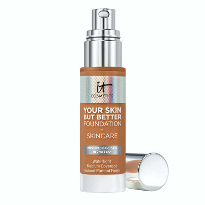 Picture of IT Cosmetics Your Skin But Better Foundation + Skincare, Tan Warm 44 - Hydrating Coverage - Minimizes Pores & Imperfections, Natural Radiant Finish - With Hyaluronic Acid - 1.0 fl oz