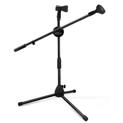 Picture of 5 Core Dual Microphone Stand, Foldable Tripod Boom Mini Mic Stand On-Stage Stands Short Adjustable Mic Floor Stand For Singing 360 Rotating with Dual Mic Clip Holders MS DBL S