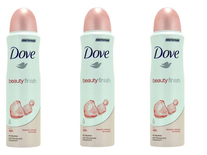 Picture of Dove body spray Anti-Perspirant/Anit-Transpirant,pack of 3X250ml/8.5oz, Beauty Finish