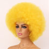 Picture of G&T Wig Afro Puff Curly Wigs for Women 70's Yellow Short Kinky Curly Wig With Bangs Fluffy Soft and Natural Looking Heat Resistant Wigs for Daily Party Use (Yellow)