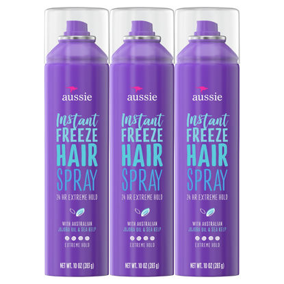 Picture of Aussie Instant Freeze Hairspray with Jojoba & Sea Kelp, Strong Hold, 10.0 oz, Triple Pack