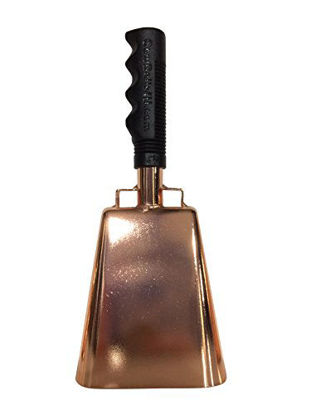 Picture of 9.6 inch Copper Plated Bell Black Handle Cowbell with Stick Grip Handle Used for Cheering at Sporting Events - Cow Bell by Stewart Trading