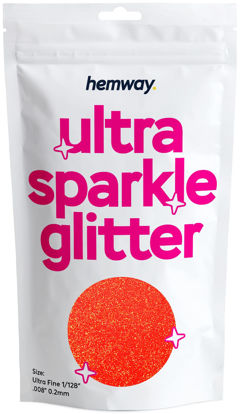 Picture of Hemway Premium Ultra Sparkle Glitter Multi Purpose Metallic Flake for Arts Crafts Nails Cosmetics Resin Festival Face Hair - Fluorescent Peach - Ultrafine (1/128" 0.008" 0.2mm) 100g / 3.5oz