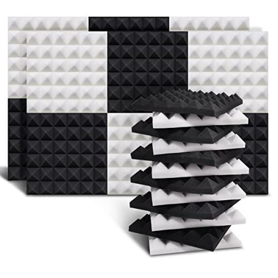 Picture of 24 Pack Acoustic Panels, 2" X 12" X 12" Sound proof Foam Panels, Studio Soundproofing Wedges, Sound Absorbing Acoustic Foam, Home Office Soundproof Decorative Panels (Black&White)