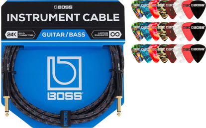 Picture of BOSS BIC-10 10-Foot Instrument Cable, Straight-Straight - 1 Pack Bundle with Picks