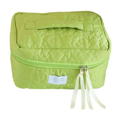 Picture of Juoxeepy Cotton Makeup Bag Large Travel Cosmetic Bag Quilted Cosmetic Pouch Coquette Aesthetic Floral Toiletry Bag