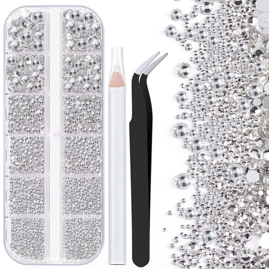 Pearls For Nails, White Pearls Rhinestone, Multi Size Pearls For Crafts  Round Pearls With Pickup Pencil And Tweezer For Nail Art And DIY Decoration