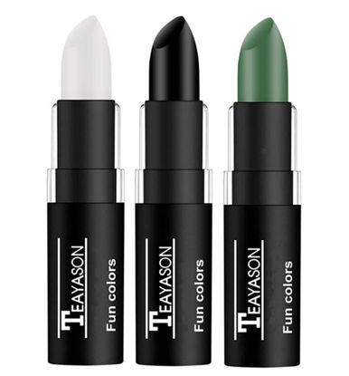 Picture of Go Ho 3 PCS Makeup Clown White Black Cream-Blendable Stick,Green Body Paint Professional SFX Makeup,Safe Facepaint Nose&Lip Smacking for Festival or Stage Makeup(White+Black+Green)