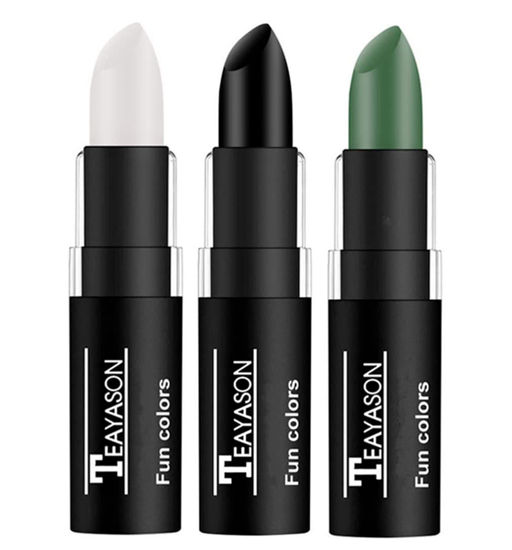Picture of Go Ho 3 PCS Makeup Clown White Black Cream-Blendable Stick,Green Body Paint Professional SFX Makeup,Safe Facepaint Nose&Lip Smacking for Festival or Stage Makeup(White+Black+Green)