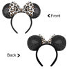 Picture of 2 PCS Minnie Ears,YUNISS Shiny Sequin Bow Mouse Ears Headbands for Adult Women Girls Christmas Halloween Birthday Party(leopard)