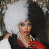 Picture of G&T Wig Cruella Deville Black and White Afro Wigs for Women Short Afro Puff Wig With Bangs Half Black White Cruella Costume Wig for Cosplay Halloween Party Use (Black and White)