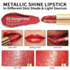 Picture of Oulac Metallic Red Orange Lipstick for Women, Glitter Lipstick Smudge Proof with Moisturizing Creamy Formula, Vegan Full-Coverage Lip Color Blood Orange, 4.3 g/0.15 oz, Dangerous(02)