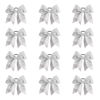 Picture of Oaoleer 12PCS 7" Large Glitter Cheer Hair Bows Ponytail Holder Elastic Band Handmade for Cheerleading Teen Girls College Sports (Glitter Silver 12PCS)