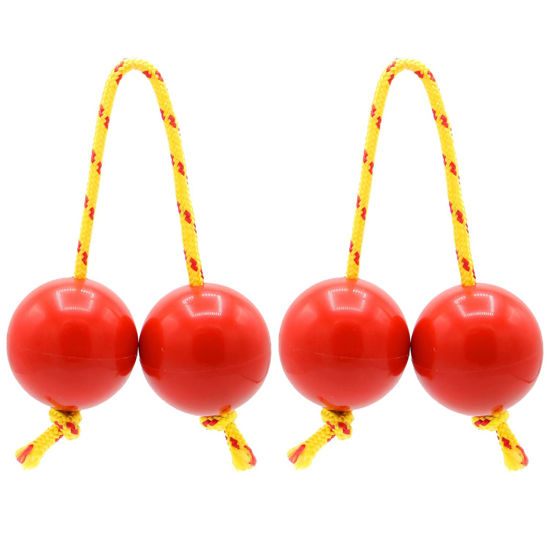 Picture of 2 Pair Aslatuas Rhythmic Ball,Kashaka Instrument,Music Egg Shaker, Double Gourd Percussion,Asalato Fingertip Drum Balls,African Shaker Rattle,Red