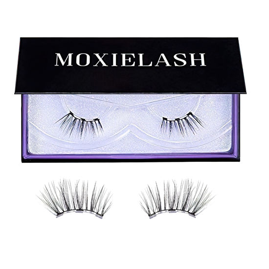 Picture of MoxieLash Magnetic Eyelashes - Cheeky Lash | Reusable Magnetic Lashes, No Glue or Alcohol, Mid-Gam Wispy - 3D Volume & Soft Curl - Airy & Fanned Look, Professional Faux False Eyelashes, Silk - 1 Pair