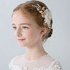 Picture of Flower Girl Hair Accessory Pearls White Floral Cute Elegant Hair Pin for Bridesmaid Wedding Dress Shows Children' Day Party