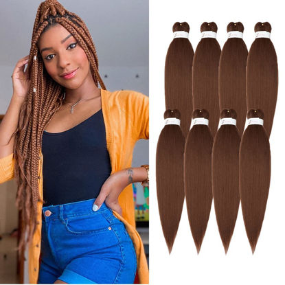 Braiding Hair Pre Stretched 14 Inch 8 Packs Professional Itch Free Hot  Water Setting Short Synthetic Crochet Hair Yaki Texture Prestretched  Braiding Hair (14 Inch (Pack of 8), 1B/30) 14 Inch (Pack of 8) 1B/30