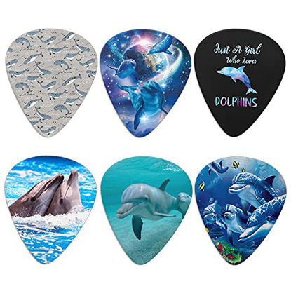 Picture of Yiekeluo Funny Animal Dolphins Print Guitar Plectrums ABS Pick for Electric Acoustic or Bass Guitar 0.96 mm Acoustic Electric Bass