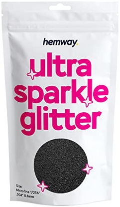 Picture of Hemway Premium Ultra Sparkle Glitter Multi Purpose Metallic Flake for Arts Crafts Nails Cosmetics Resin Festival Face Hair - Black - Microfine (1/256" 0.004" 0.1mm) 100g / 3.5oz