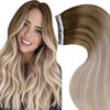Picture of 【New Arrival】Tape in Real Human Hair Extensions Balayage Light Brown to Platinum Blonde Mix Ash Blonde Hair Extensions Tape on Human Hair Silky Straight Tape in Extensions Invisible 14inch 50g 20pcs